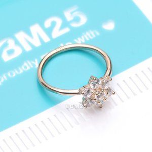 14 Karat Gold Brilliant Sparkle Spring Flower Bendable Hoop Ring